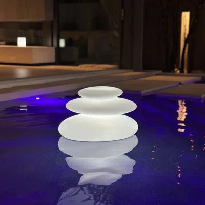 Smart & Green Zen 12" Battery Powered Integrated Led Color Changing Outdoor Floating Light In White