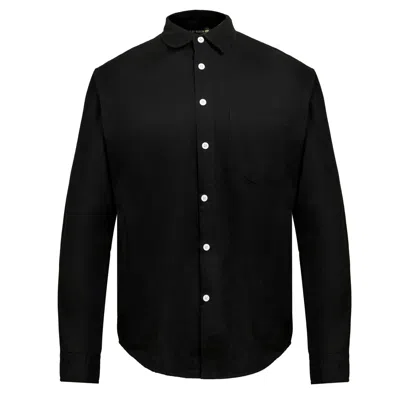 Smart And Joy Men's Black Contrasted Buttons Timeless Cotton Shirt