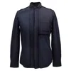 Smart And Joy Men's Blue Bi-material Shirt With Tied Stand-up Collar In Blue
