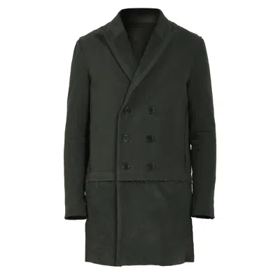 Smart And Joy Men's Green Bi-material Tailored Coat