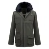 Smart And Joy Men's Green Coat In Mixed Materials And Faux Fur Collar In Green