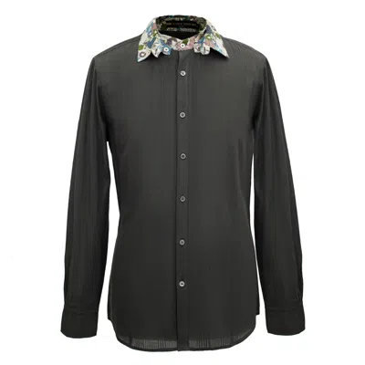 Smart And Joy Men's Green Long-sleeves Shirt With Printed Collar And Cuffs