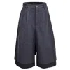 Smart And Joy Men's Grey Wool Shorts With Overflowing Bottoms In Grey