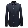 Smart And Joy Men's Shirt With Topstitched Bib And Removable Collar - Black In Black