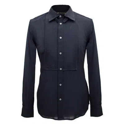 Smart And Joy Men's Shirt With Topstitched Bib And Removable Collar - Black