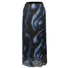 Smart And Joy Women's Abstract Print Mesh Midi Skirt - Blue