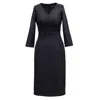 Smart And Joy Women's Adjusted V -neck Dress And Folds On Chest - Black In Black