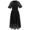 Smart And Joy Women's All-lace Flared Dress And Trims - Black In Black