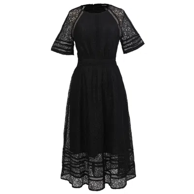 Smart And Joy Women's All-lace Flared Dress And Trims - Black