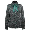 Smart And Joy Women's Ascot Tie Print Shirt - Green In Multi