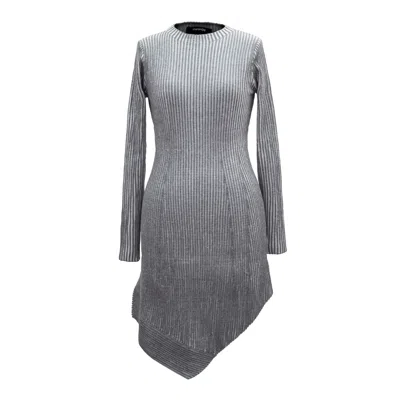 Smart And Joy Women's Asymmetric Bodycon Short Knit Dress - Grey