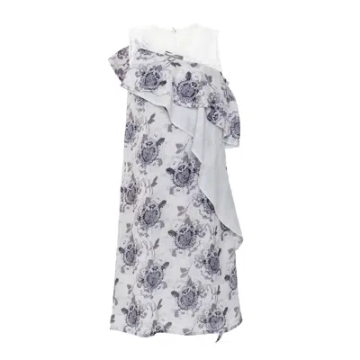 Smart And Joy Women's Asymmetric Flower Print Dress - White
