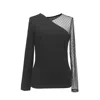Smart And Joy Women's Asymmetric Milano And Tulle Top - Black In Black