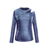 Smart And Joy Women's Asymmetric One Off-shoulder Shiny Top Blue In Blue