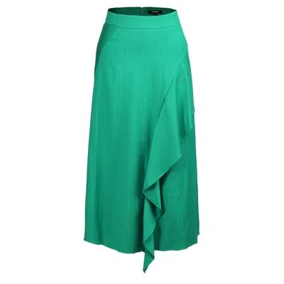 Smart And Joy Women's Asymmetric Ruffle Flared Midi Skirt - Green