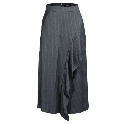 Smart And Joy Women's Asymmetric Ruffle Flared Midi Skirt - Grey In Gray