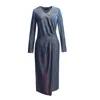 Smart And Joy Women's Asymmetric Rushed Effect Shiny Cocktail Dress Blue In Blue