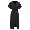Smart And Joy Women's Asymmetric Side Buttoned Cross-heart Dress - Black In Black