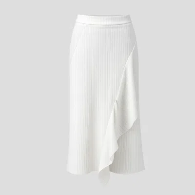 Smart And Joy Women's Asymmetrical Ruffled Midi Skirt - White
