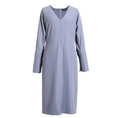Smart And Joy Women's Bat Sleeves And V-neck Dress - Blue