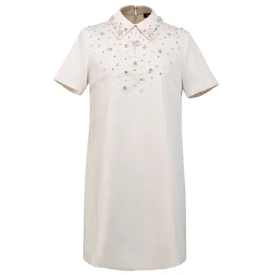 Smart And Joy Women's Beaded Straight Shirt  Dress -white