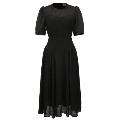 Smart And Joy Women's Bi-material Fit-and-flare Bustier Cut Dress - Black
