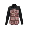 Smart And Joy Women's Bi-material Shirt With Geometric Print