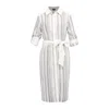 Smart And Joy Women's Bi-material Striped Shirt Dress