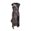 Smart And Joy Women's Black Asymmetric Bi-color Tartan Dress In Black