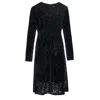 Smart And Joy Women's Black Devore Velvet V-neck Dress In Black