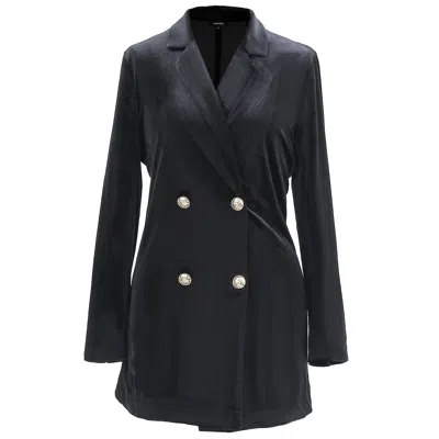Smart And Joy Women's Black Double Buttoning Velvet Jacket