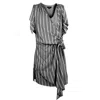 Smart And Joy Women's Black Drape Striped Dress In Black