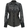 Smart And Joy Women's Black Embroidered Organza Blouse In Black