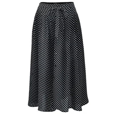 Smart And Joy Women's Flared Dot Print Skirt - Black