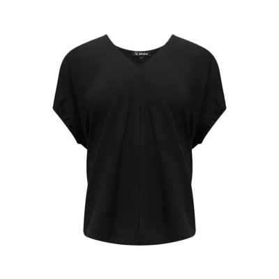Smart And Joy Women's Black / Green Casual Cotton V-neck Blouse - Black