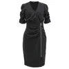 Smart And Joy Women's Black Jersey Dress With Zip Side In Black