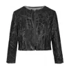 SMART AND JOY WOMEN'S BLACK LACE & VELVET CROPPED JACKET