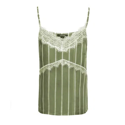 Smart And Joy Women's Black Lace Cleavage Striped Camisole Top