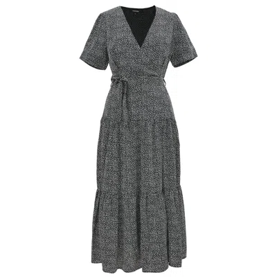 Smart And Joy Women's Black Liberty Print Cross-heart Dress