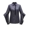 Smart And Joy Women's Black Long Slit Sleeves Cotton Shirt In Black
