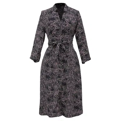Smart And Joy Women's Black Minimalist Printed Tea Dress - Navy & Pink
