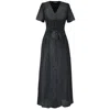 Smart And Joy Women's Black Polka Dot Flared Shirt-dress In Black
