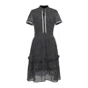 Smart And Joy Women's Black Polka Dots Fit & Flare Chiffon Dress In Black