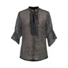 Smart And Joy Women's Black Polka Dots Tulip Sleeves Chiffon Blouse In Black