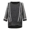 Smart And Joy Women's Black Polka Dots White Trim Chiffon Blouse In Black
