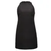 Smart And Joy Women's Black Sleeveless Tweed Trapeze Short Dress In Black