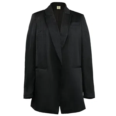Smart And Joy Women's Blazer Long In Satin Minimaliste - Black