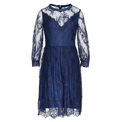 Smart And Joy Women's Blue All Over Lace Dress