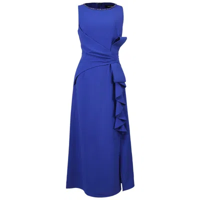 Smart And Joy Women's Blue Asymmetric Ruffle Panel Dress