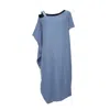 Smart And Joy Women's Blue Asymmetrical Minimalist Cupro Fitted Dress In Blue
